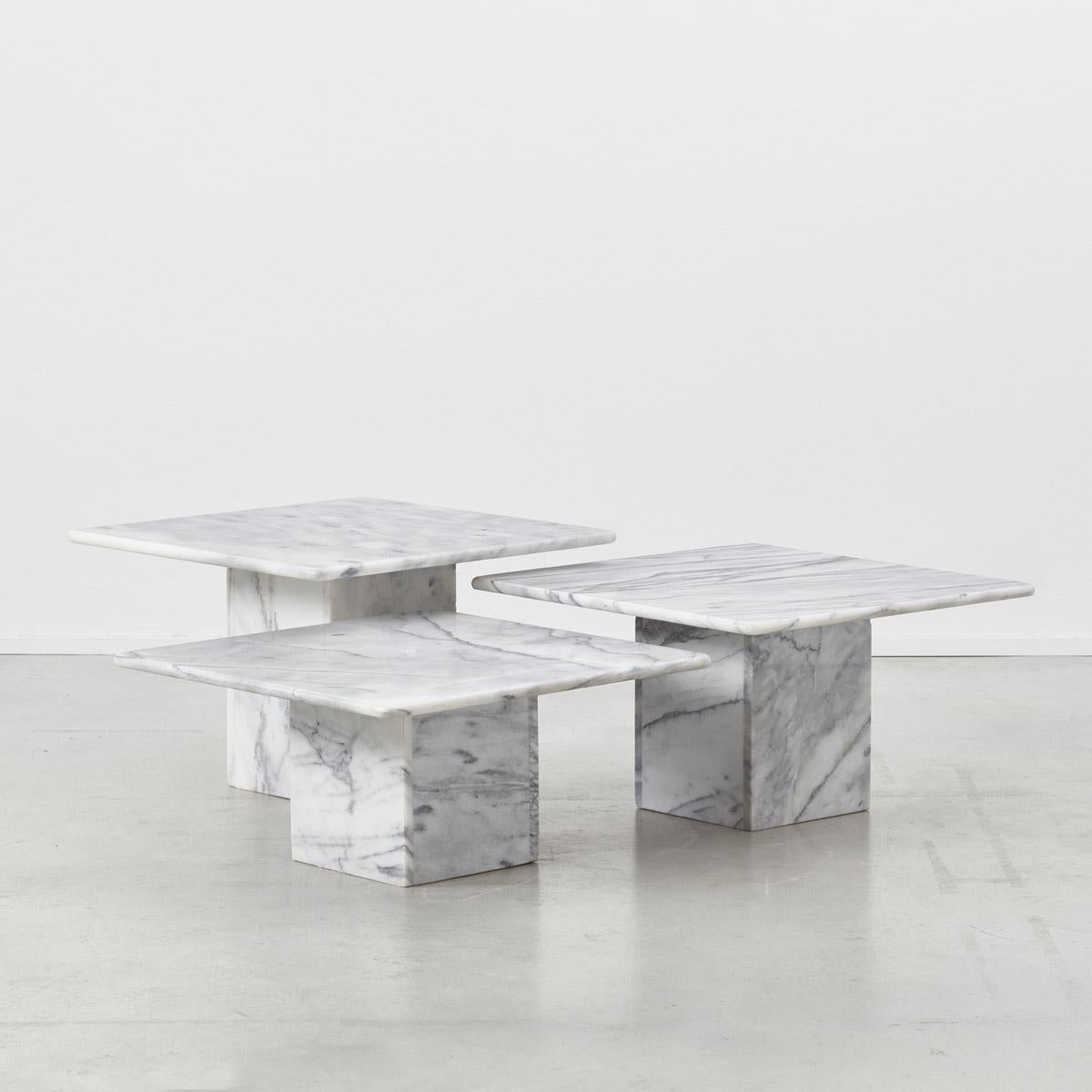 Modern Trio of Marble Side Tables, Italy, 1970s