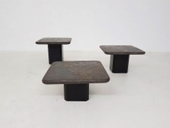 Trio of Marcus Kingma Stone Mosaic Coffee Tables, Dutch Design, 1970s