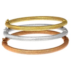 Designer Style 18ct Yellow, Rose & White Gold Textured Trio Bangles Set