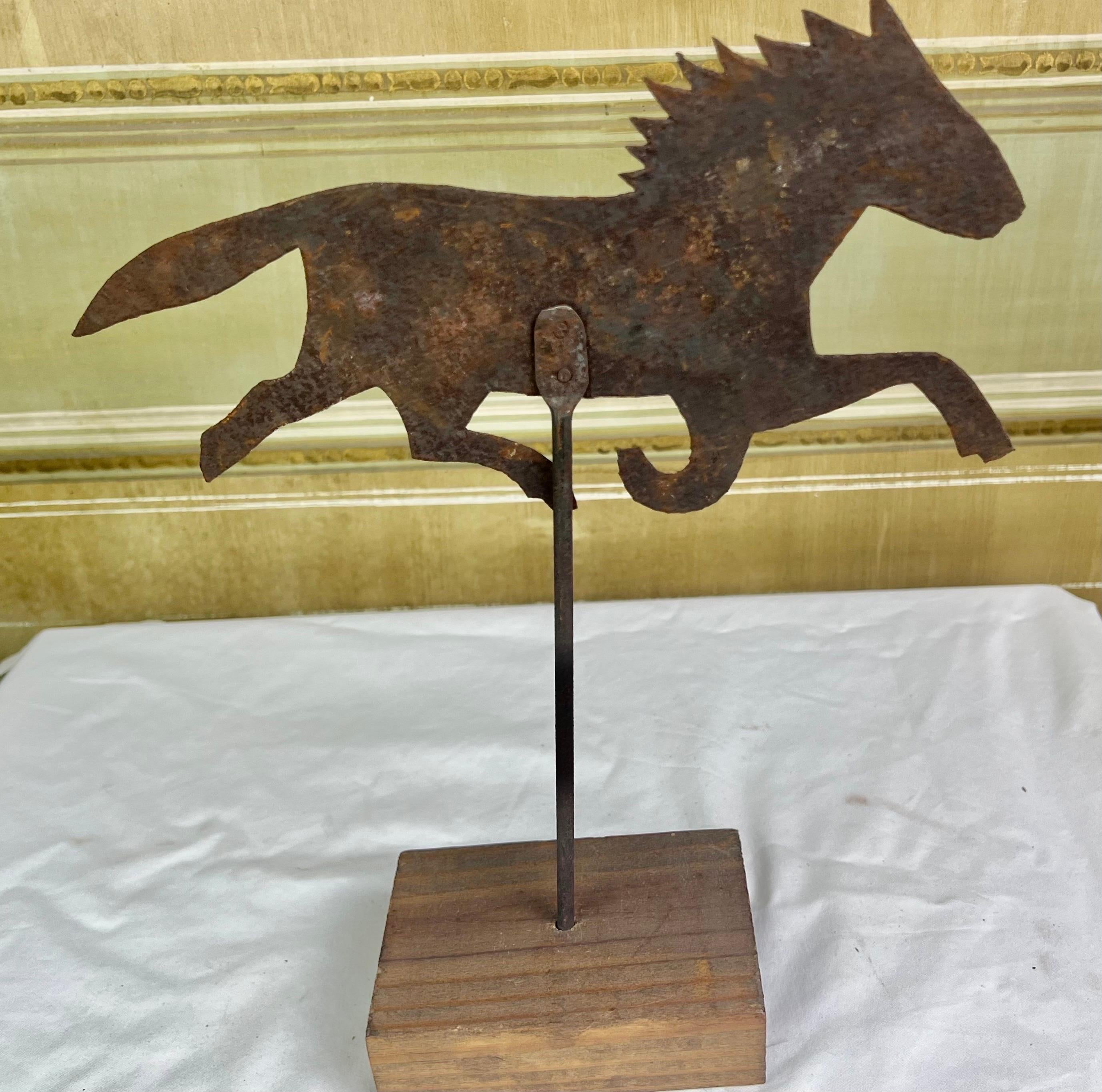 Trio of Metal Horses on Wood Bases For Sale 2