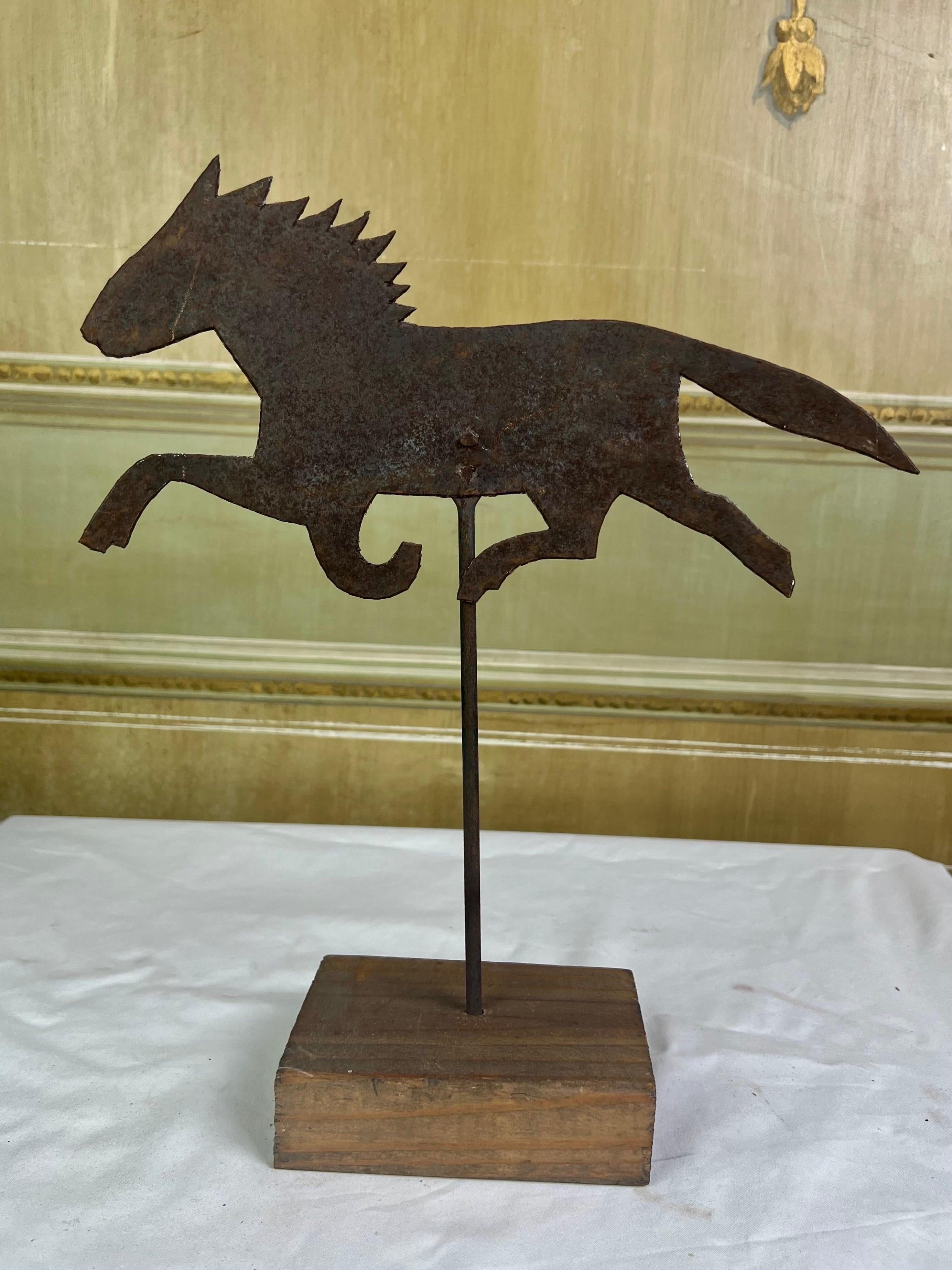 20th Century Trio of Metal Horses on Wood Bases For Sale