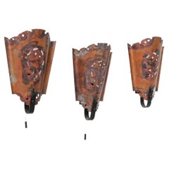 Trio of Mid-Century Dutch Brutalist Copper Wall Lights