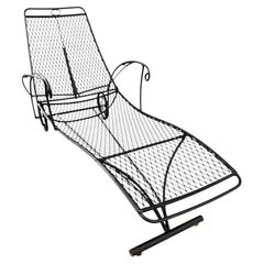 Trio of Mid Century Iron Mesh Chaise Lounges in the Style of Salterini