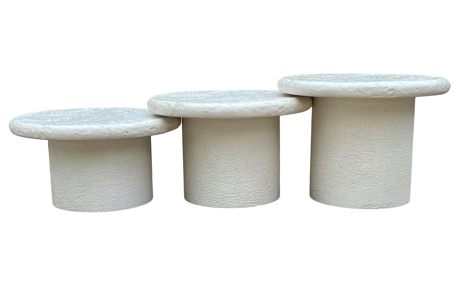Trio of Midcentury Italian Post Modern Faux Stone Cocktail Table Set For Sale 4