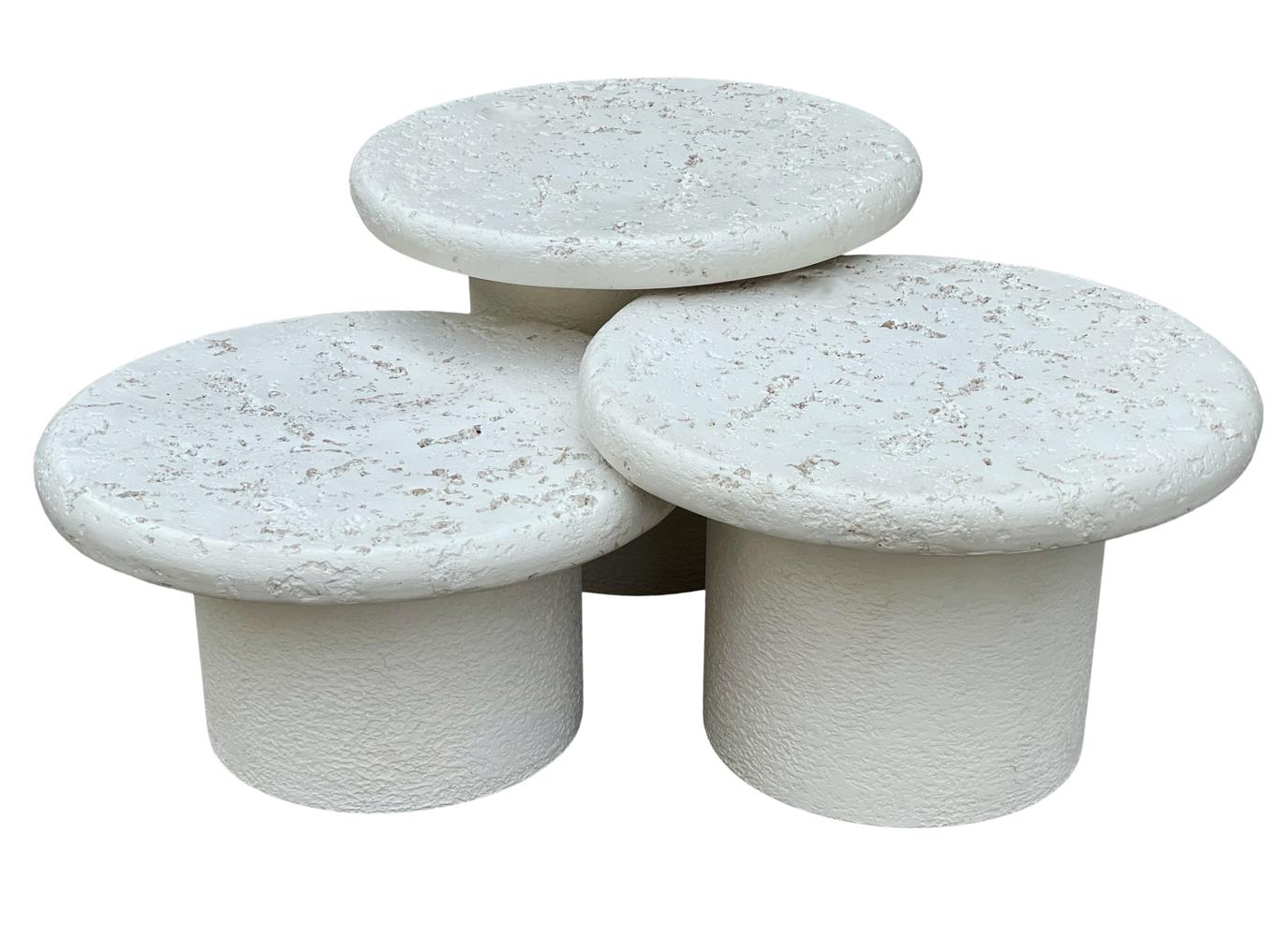Post-Modern Trio of Midcentury Italian Post Modern Faux Stone Cocktail Table Set For Sale