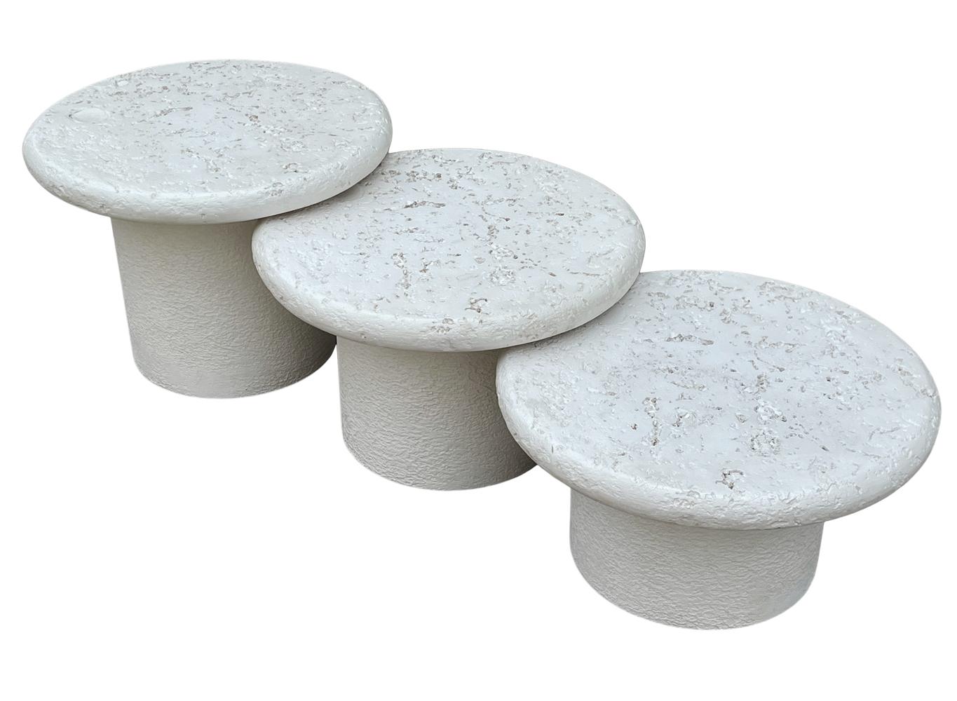 Trio of Midcentury Italian Post Modern Faux Stone Cocktail Table Set For Sale 2