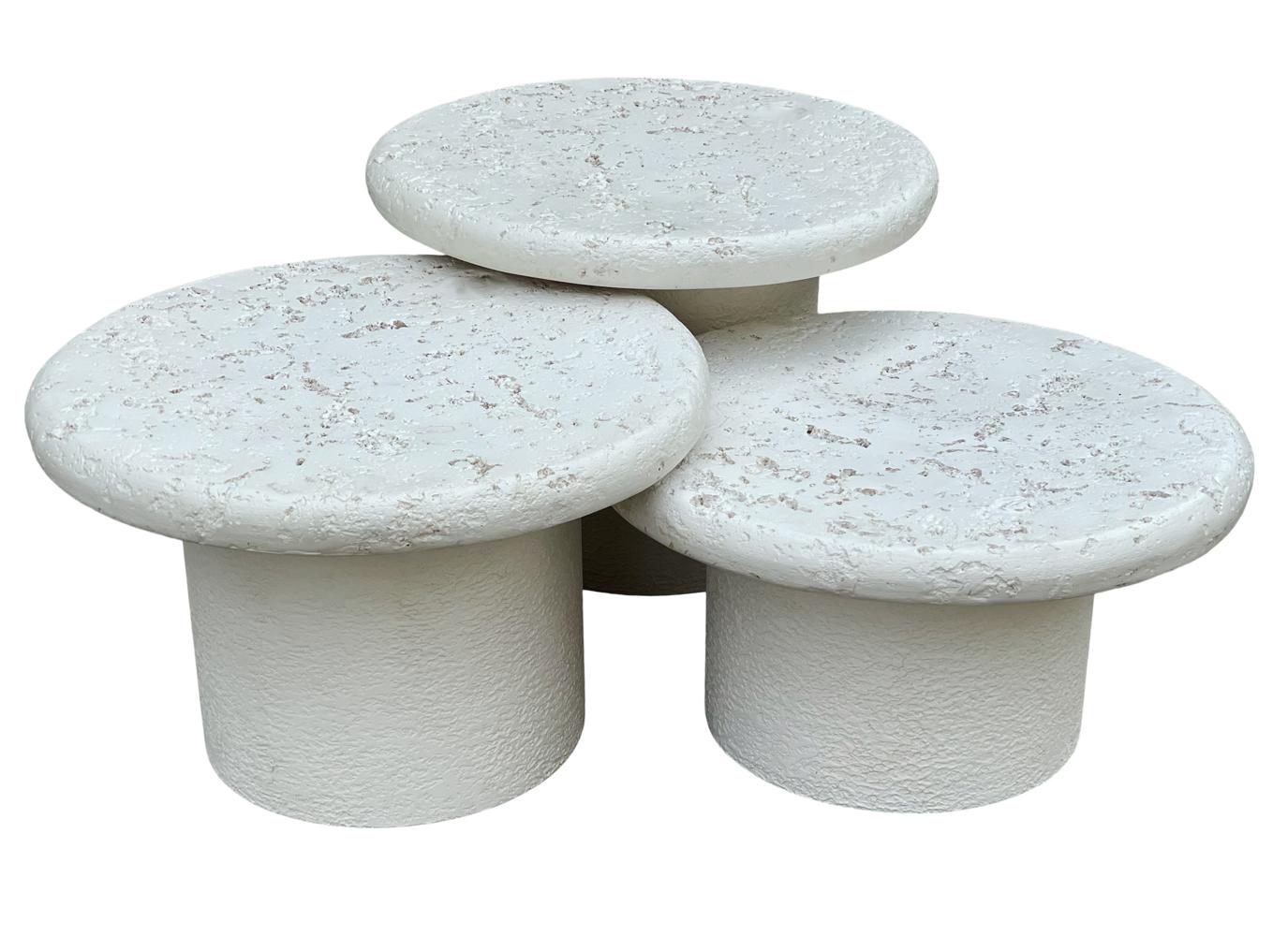 Trio of Midcentury Italian Post Modern Faux Stone Cocktail Table Set For Sale 3
