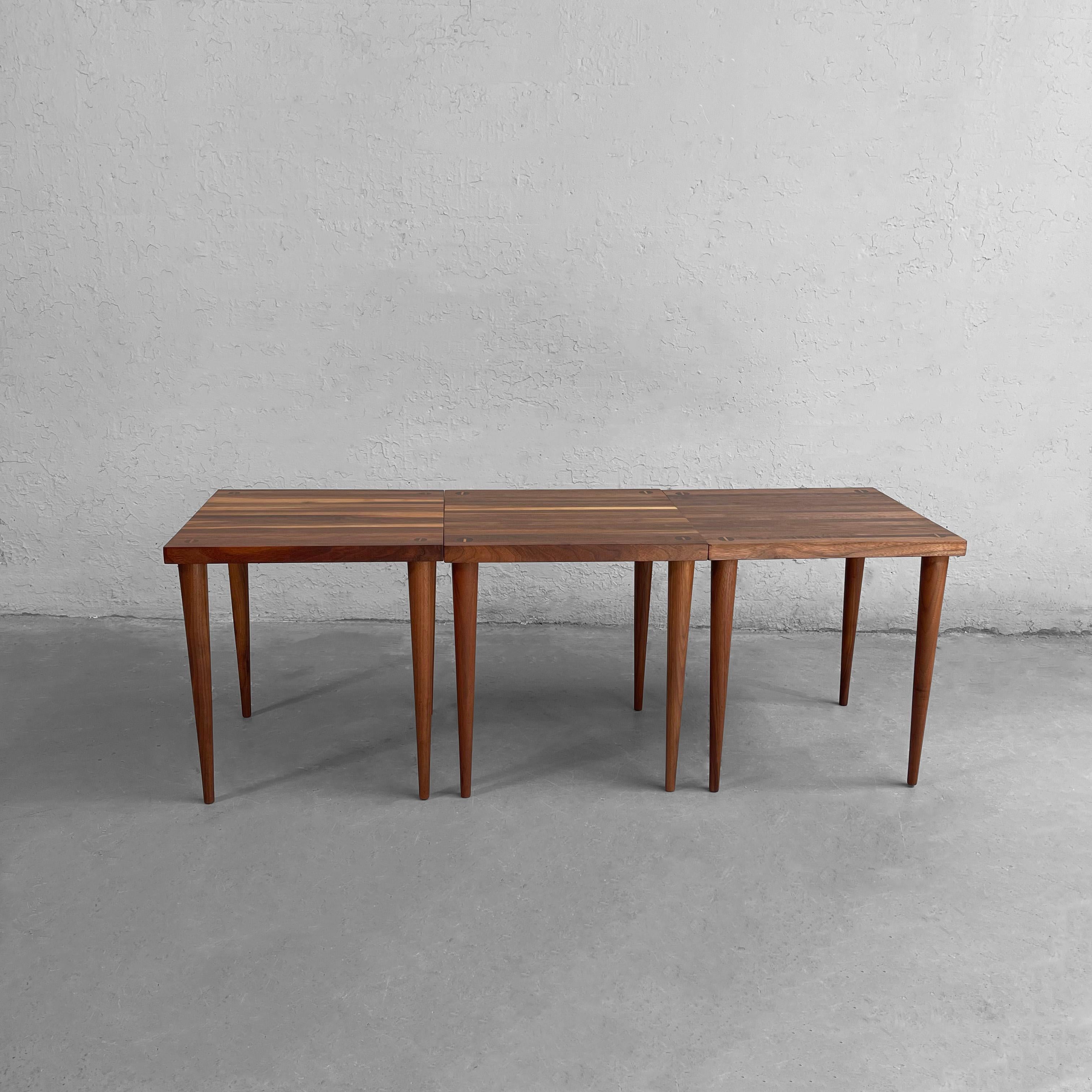 Trio de tables empilables modernes du milieu du siècle dernier par Mel Smilow en vente 3