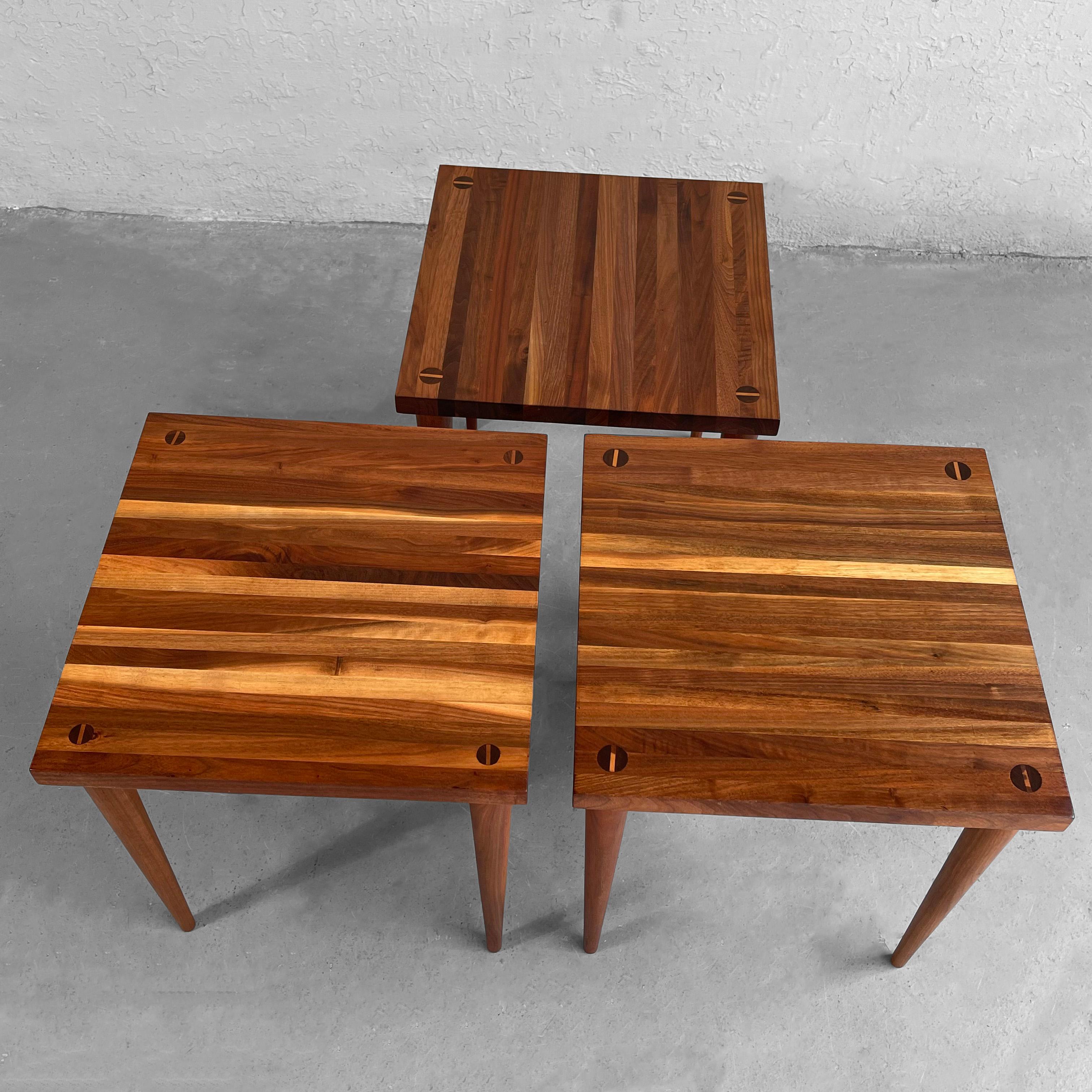 Trio de tables empilables modernes du milieu du siècle dernier par Mel Smilow en vente 2