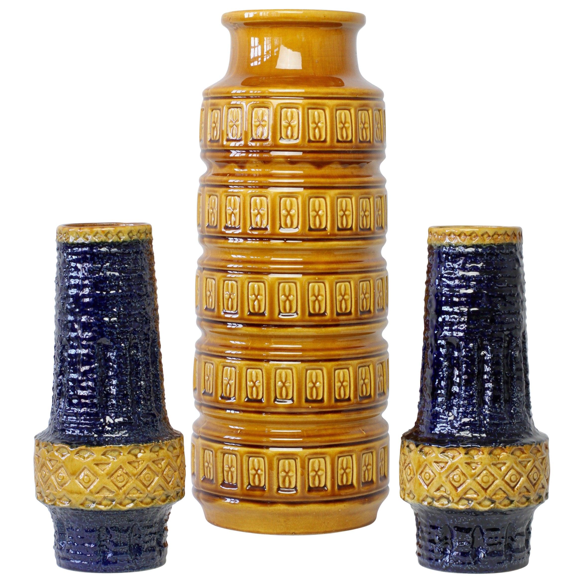 Trio of Mid-Century West German Vases by Bay Keramik & Spara Pottery, circa 1970