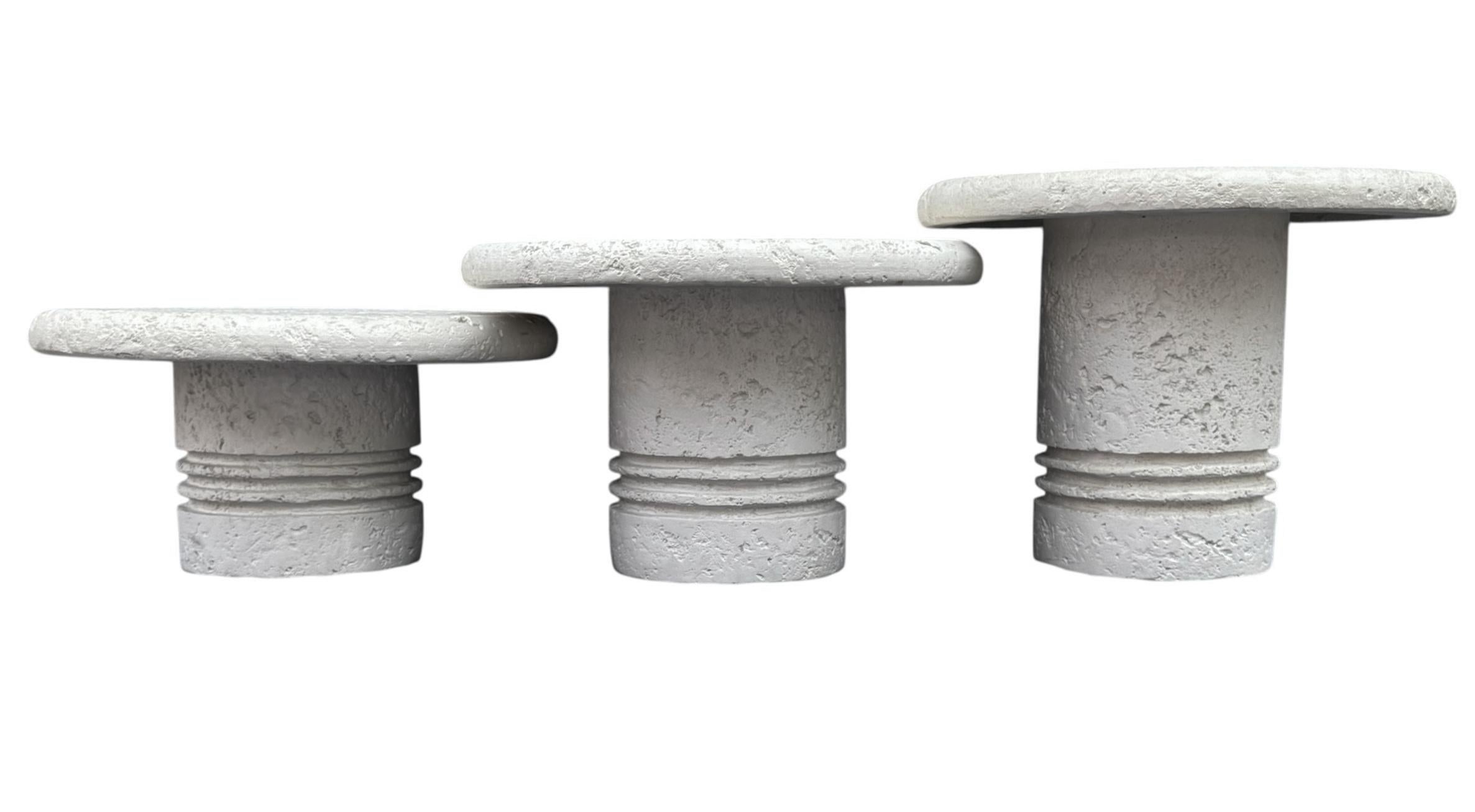 Trio of Midcentury Italian Post Modern Faux Stone Cocktail Table Set For Sale 6