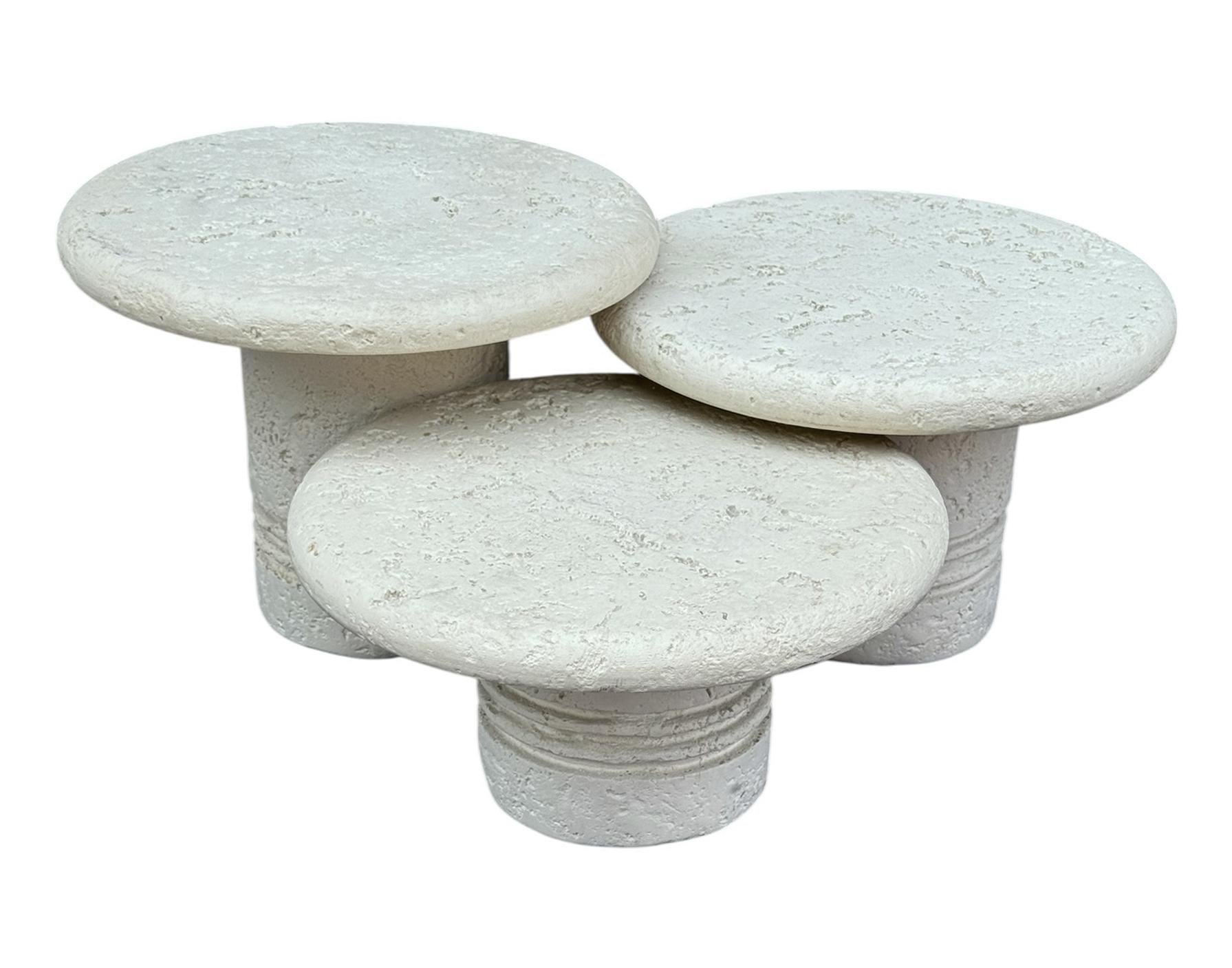 Late 20th Century Trio of Midcentury Italian Post Modern Faux Stone Cocktail Table Set For Sale