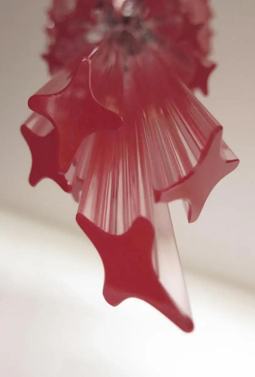 Trio de lustres de Murano Prisme rose de cristal, Murano en vente 1