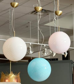 Trio of Murano Glass Globe Pendants