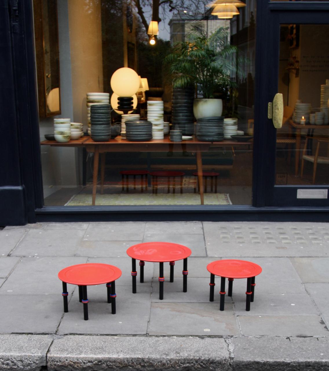Danish Trio of Nanna Ditzel Lacquered Maple Wood Occasional Tables For Sale