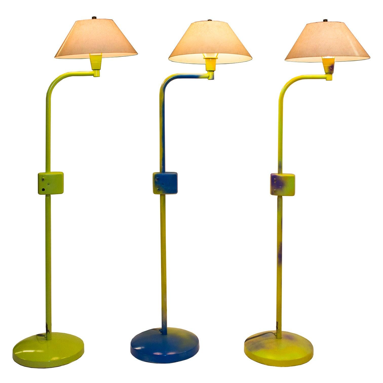 Metal Trio of Nightingale Floor Lamps in the Style of Walter Von Nessen