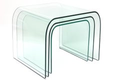 Pace Collection Waterfall Bent Glass Nesting Tables by Fiam Trio