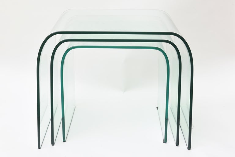 Pace Collection Waterfall Bent Glass Nesting Tables by Fiam Trio at 1stDibs