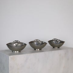 Trio of Pedestal Pewter Bowls by Just Andersen, 1930s, Denmark