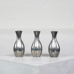Trio of Pewter Flower Vases by Just Andersen, 1930s, Denmark