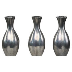 Trio of Pewter Flower Vases by Just Andersen, 1930s, Denmark