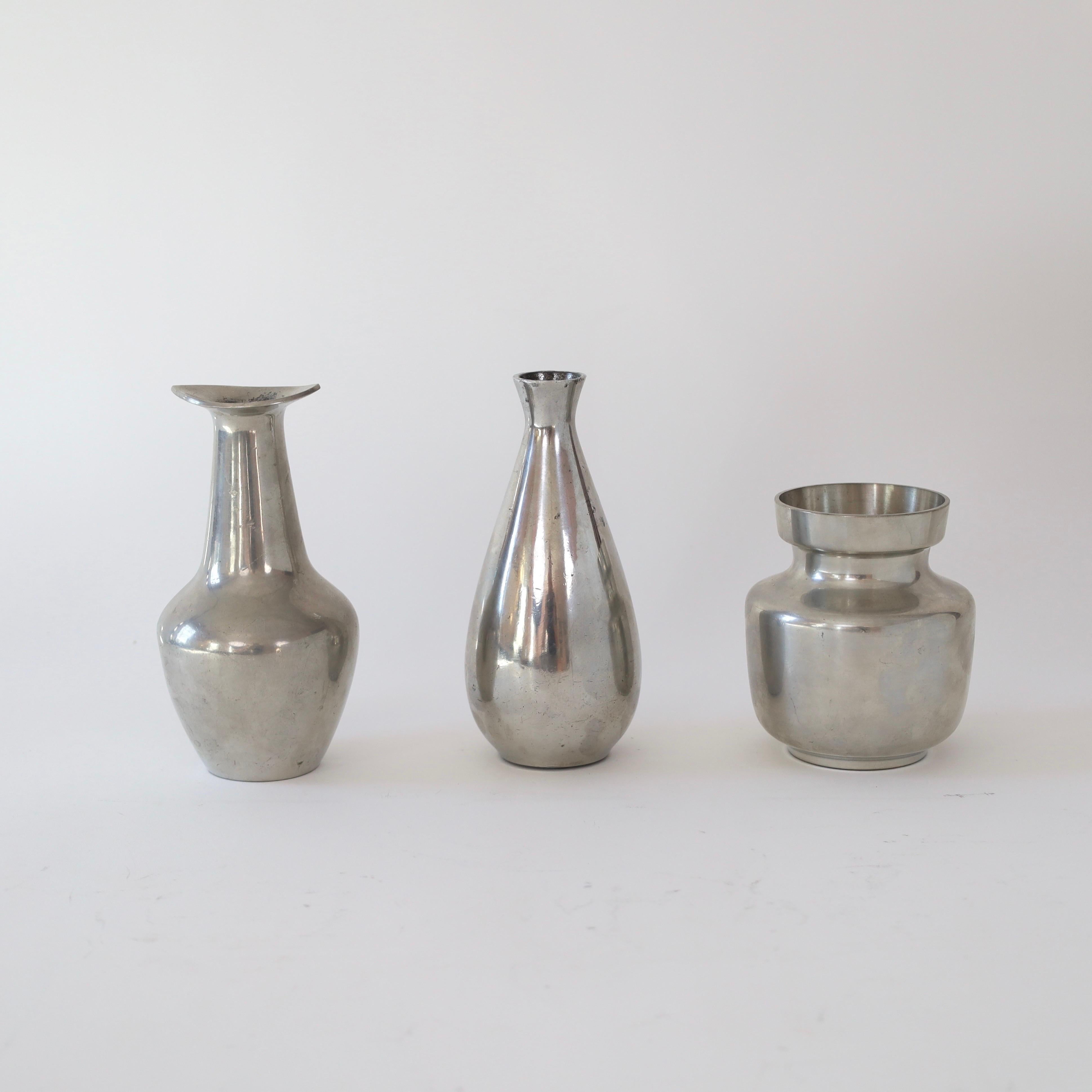 Trio of Pewter vases by Just Andersen, 1950s, Denmark For Sale 1