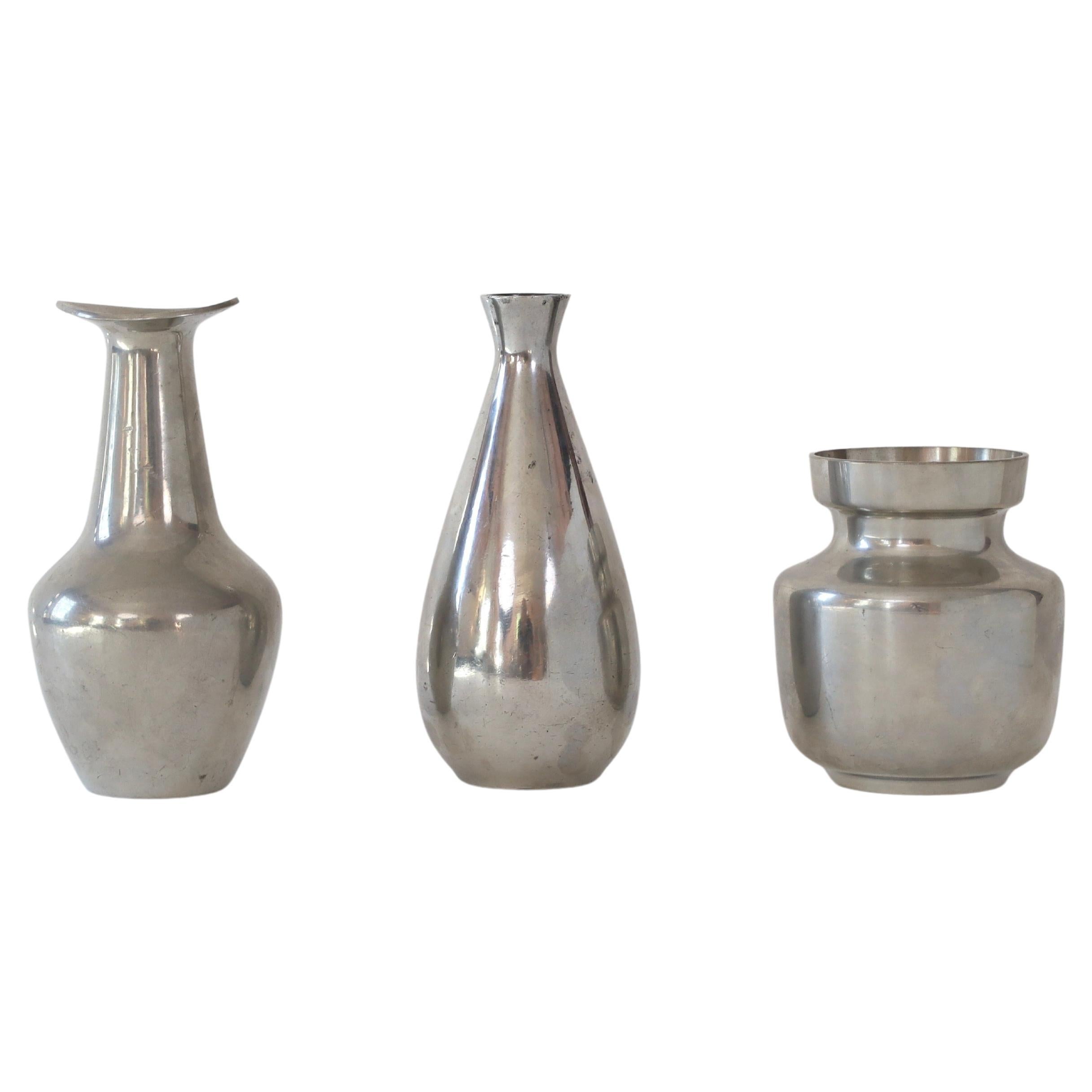 Trio of Pewter vases by Just Andersen, 1950s, Denmark For Sale