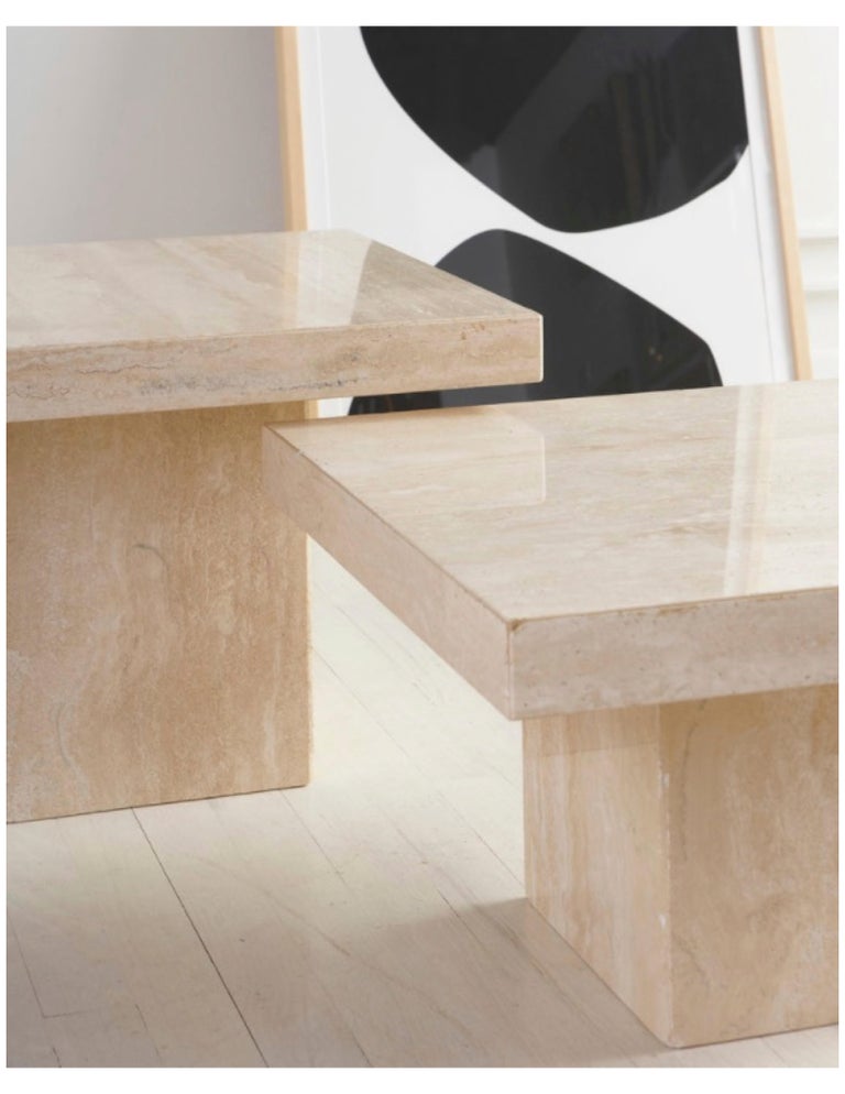 Trio of Polished Travertine Cocktail Tables at 1stDibs