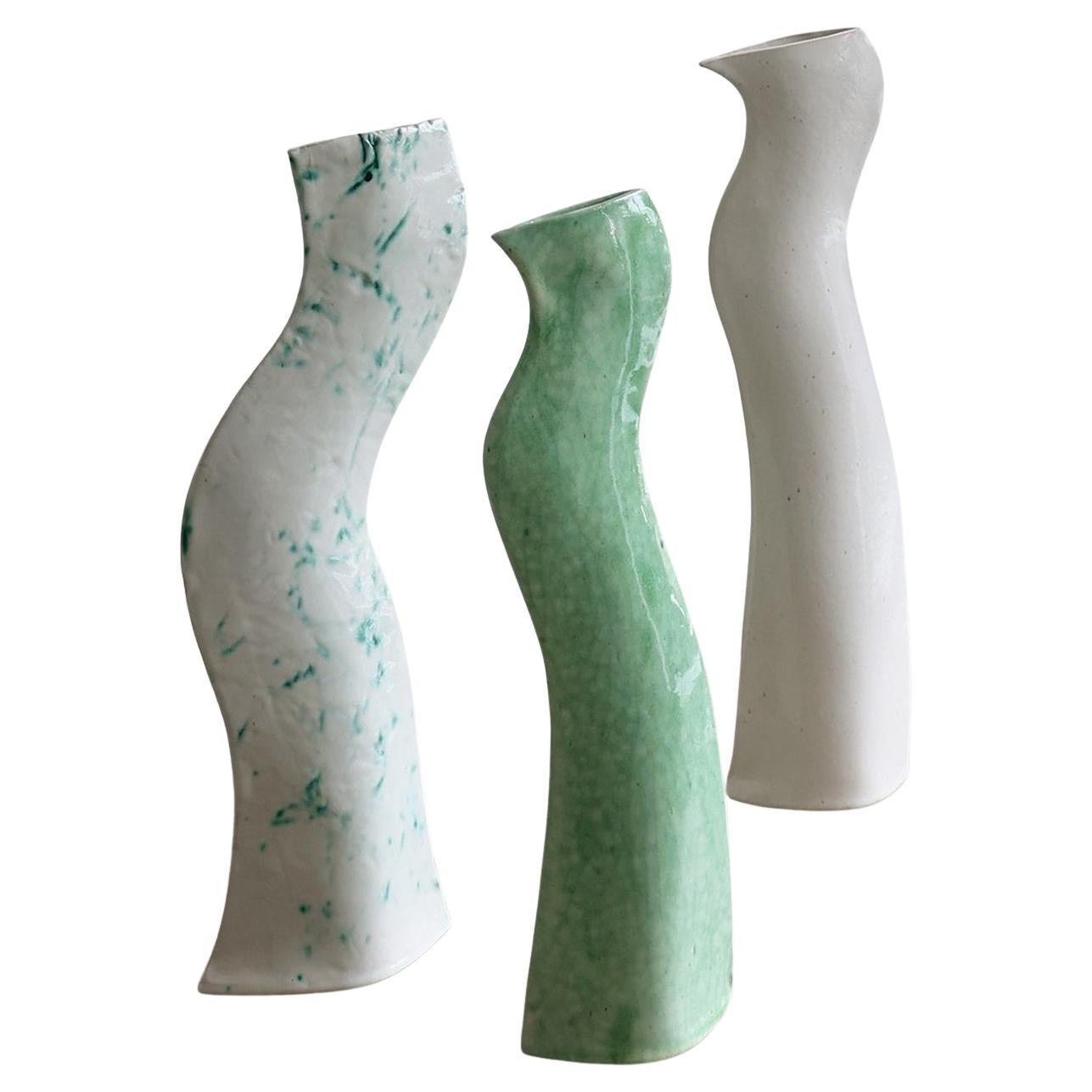 Trio of Postmodern Ceramic Sculptural Vases / Decorative Objects