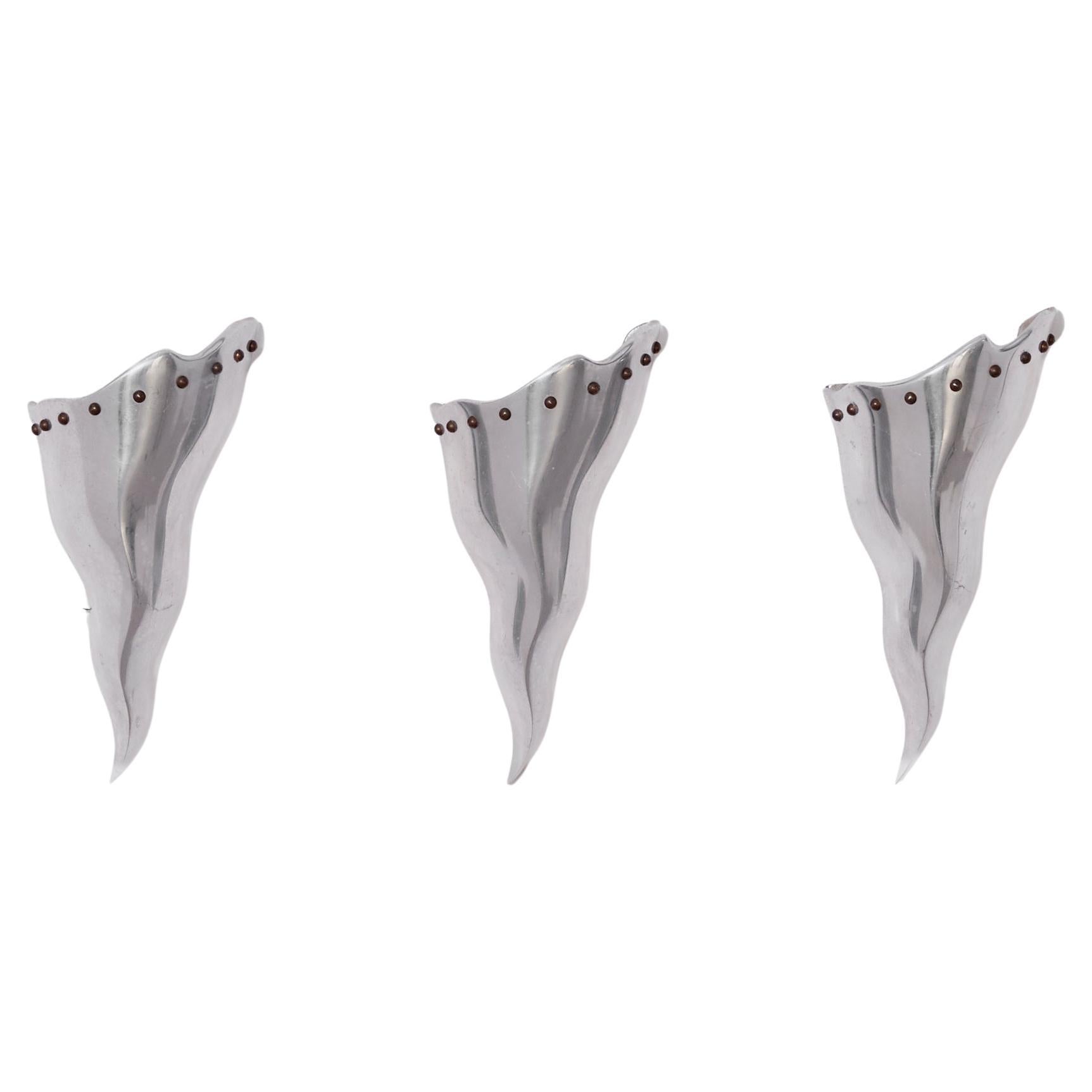 Trio of postmodern Cyrano sconces by Bernard Dequet en vente