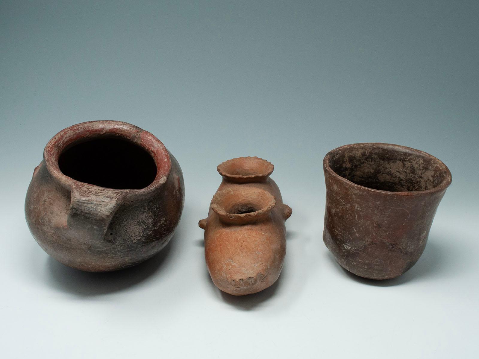 Hand-Crafted Trio of Pre-Columbian Foot Vessels, West Mexico For Sale
