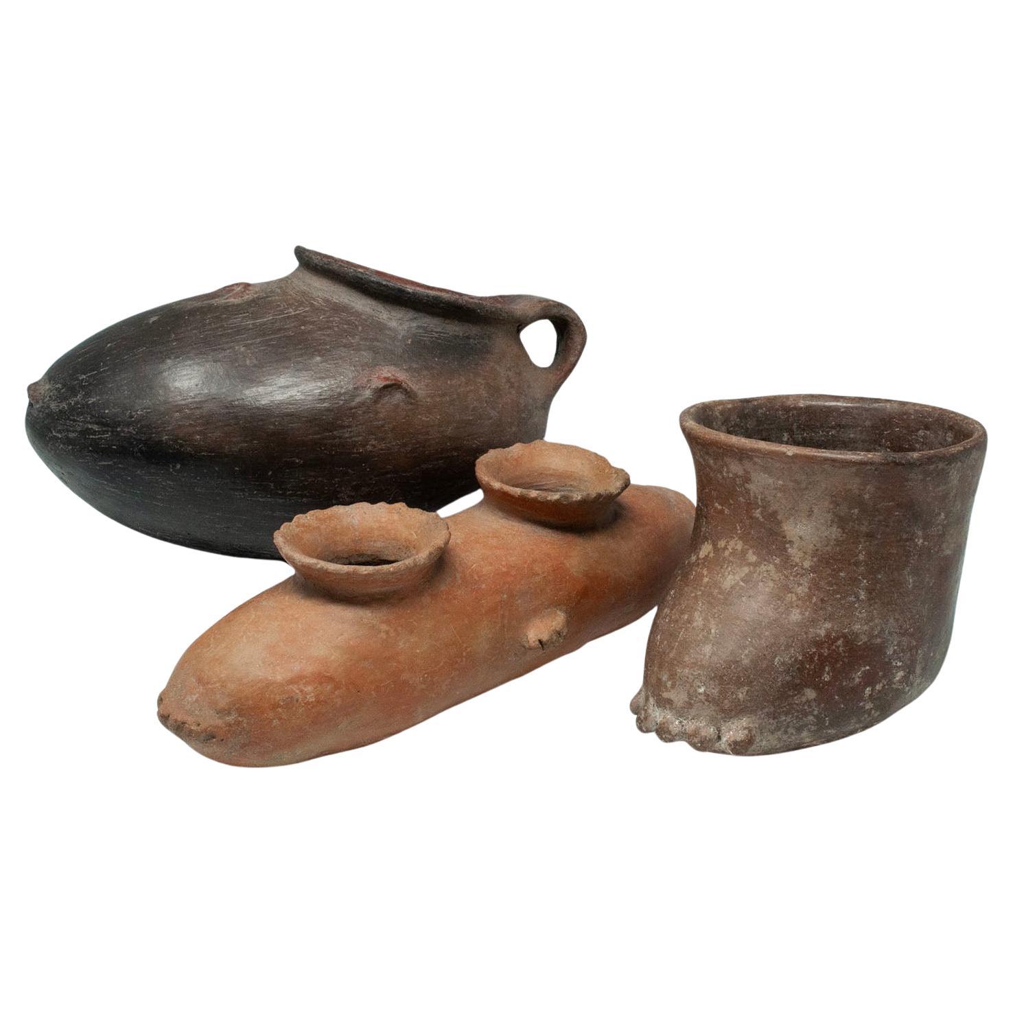 Trio of Pre-Columbian Foot Vessels, West Mexico