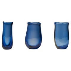Trio of Sapphire Blue Per Lutken Vases