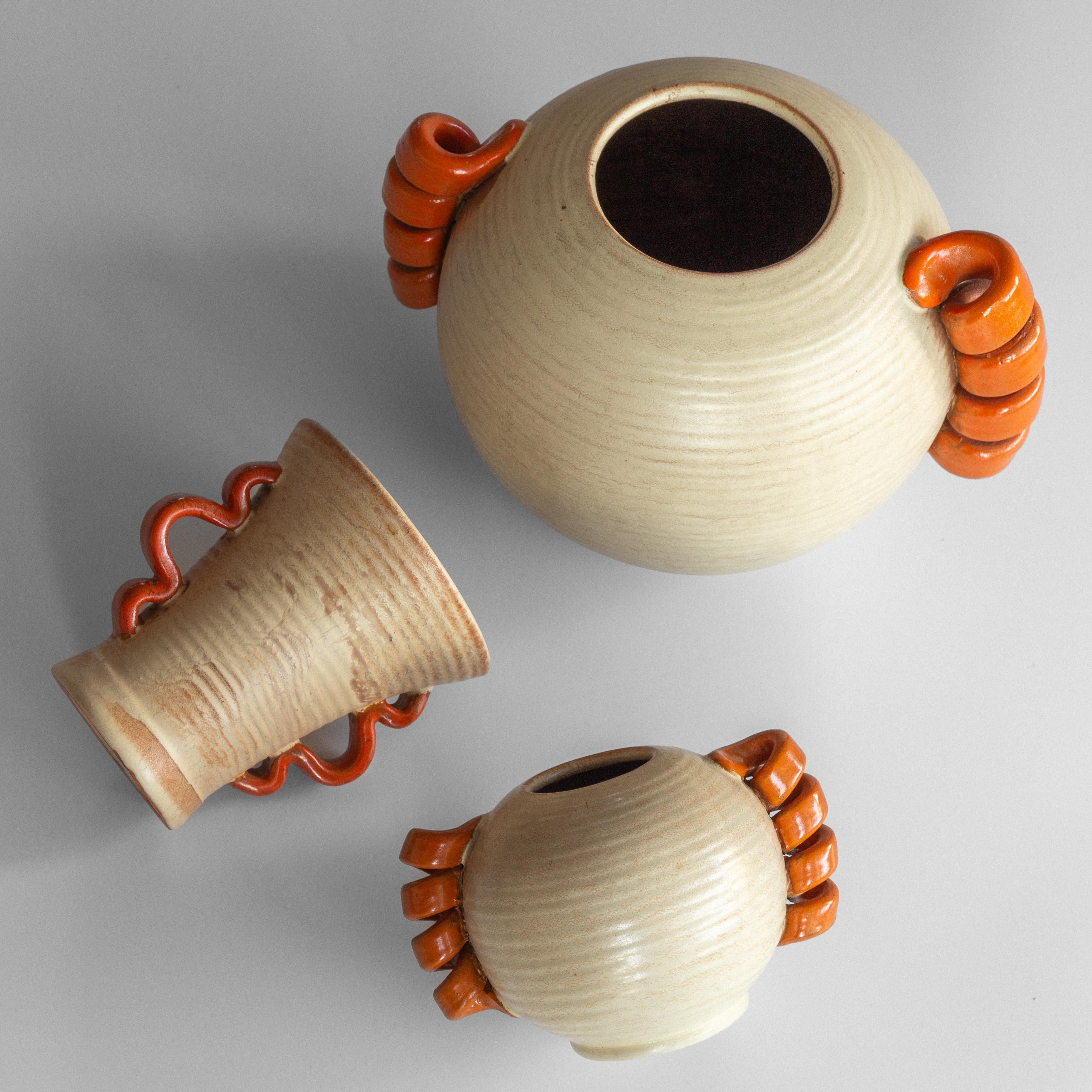 Svedese Trio di vasi in ceramica The Modern Scandinavian di Andersson & Johansson, Svezia anni '30 in vendita