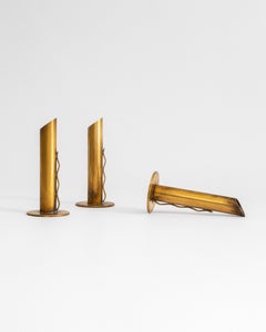 Trio of Scandinavian Modern Vases, Patinated Brass, 1960s, Sweden