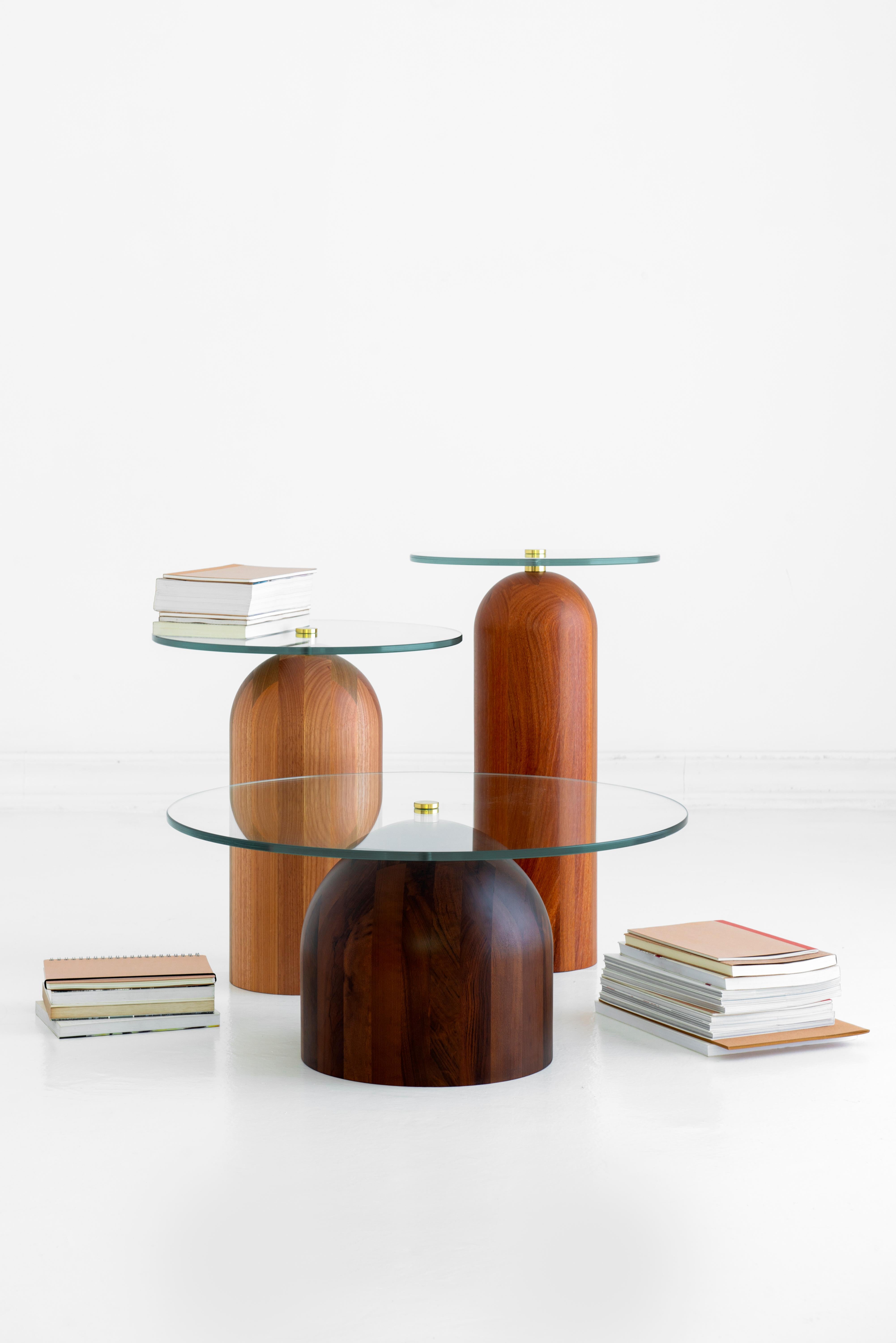 Wood Trio of Side Tables by Leandro Garcia Contemporary Brazil Design For Sale