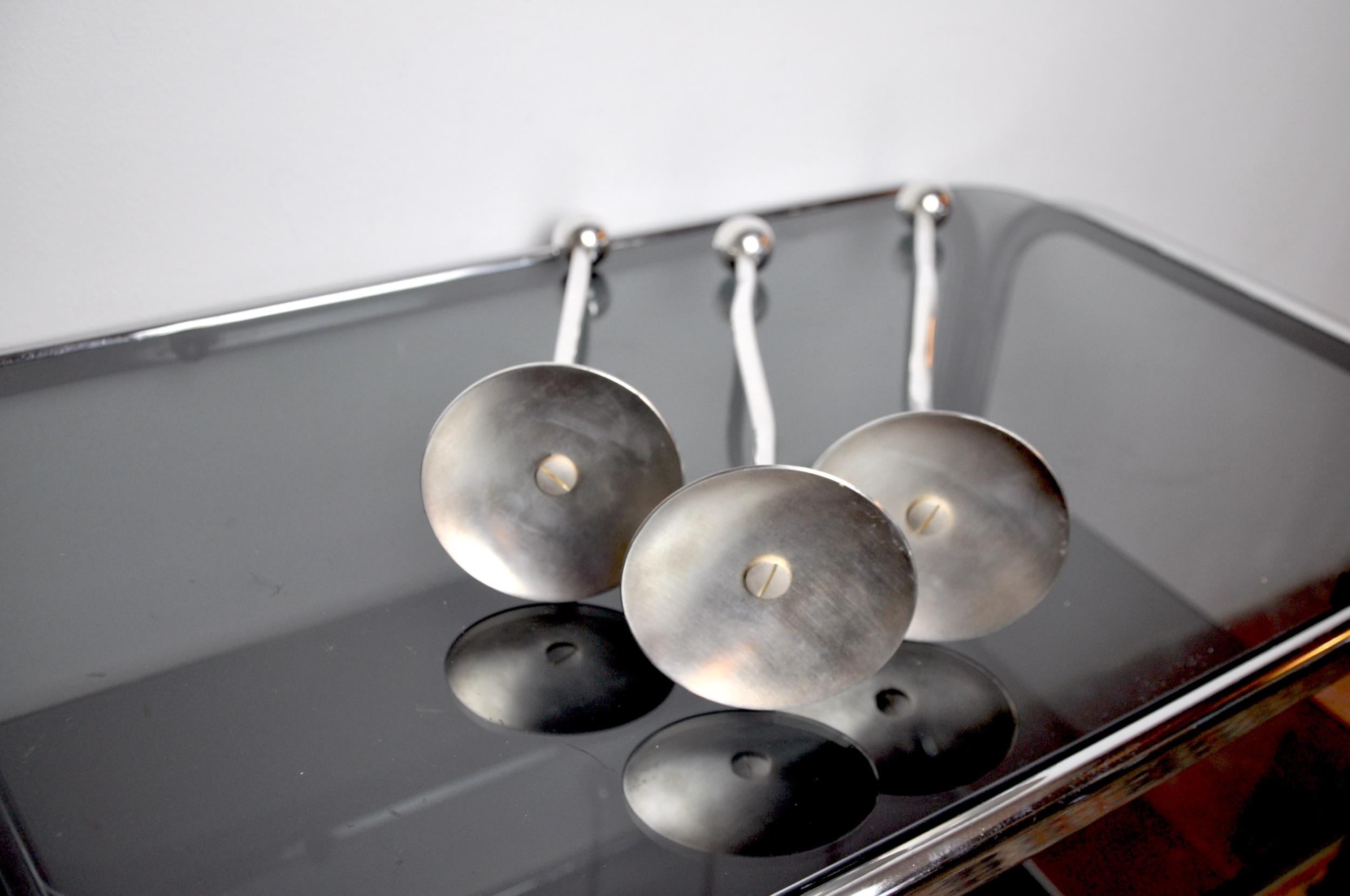 Trio of Silver Metal Candle Holders by Mesa, Italy, 1980 For Sale 2