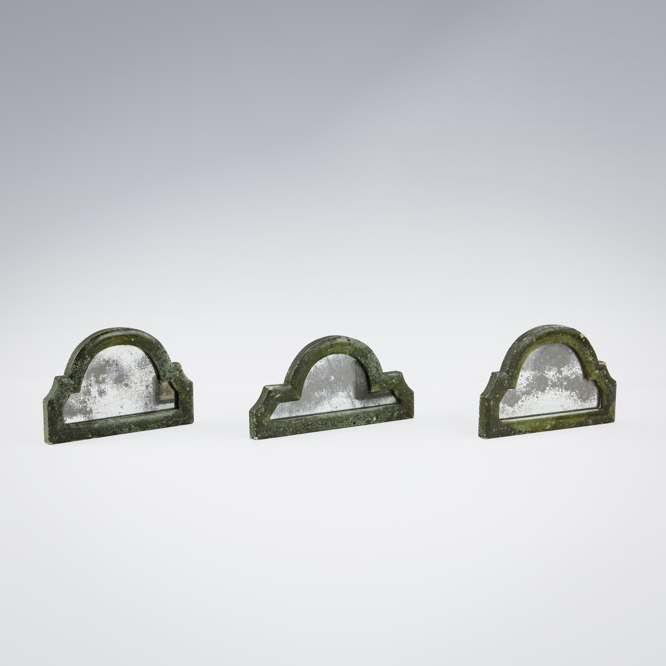 Trio of Small Foxed Mercury Glass Mirrors For Sale 7