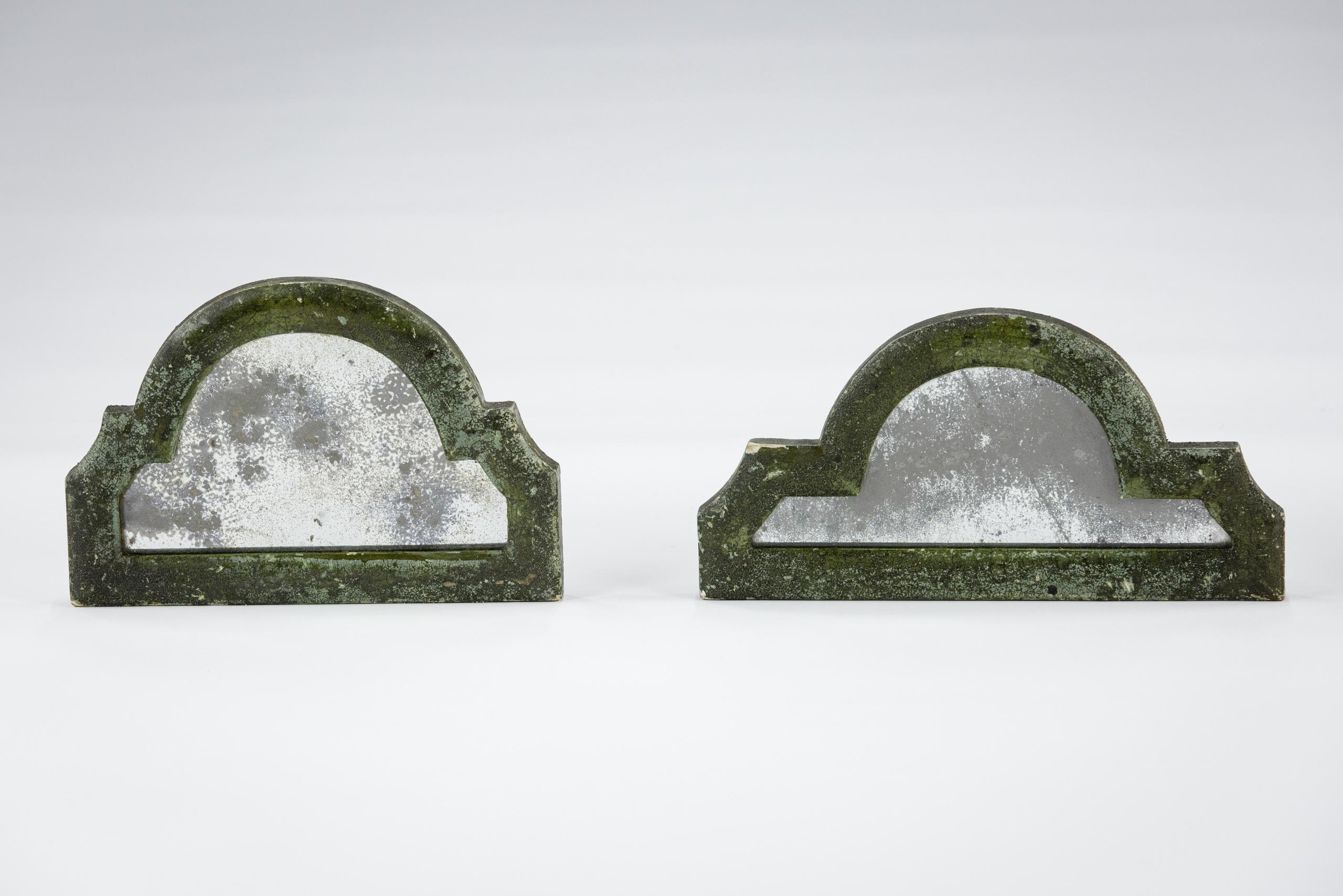 Trio of Small Foxed Mercury Glass Mirrors In Distressed Condition For Sale In Pease pottage, West Sussex
