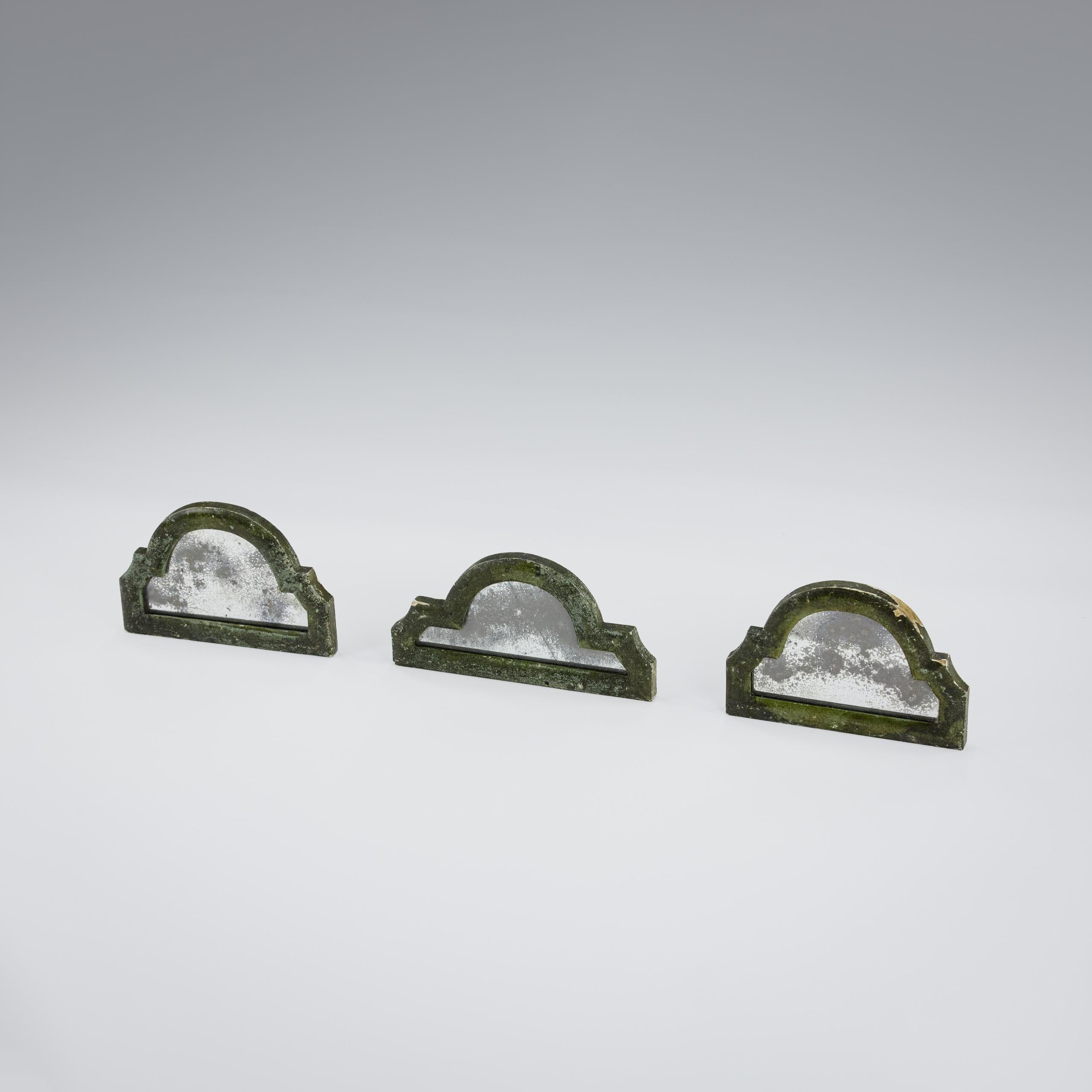 Trio of Small Foxed Mercury Glass Mirrors For Sale 1