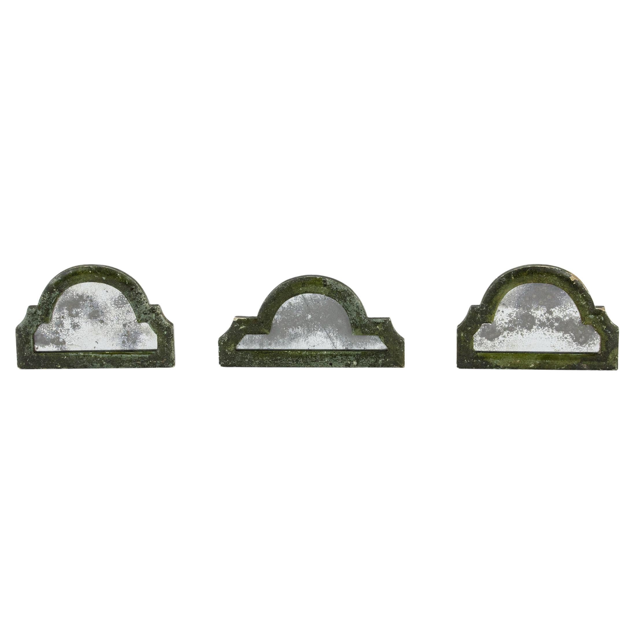 Trio of Small Foxed Mercury Glass Mirrors
