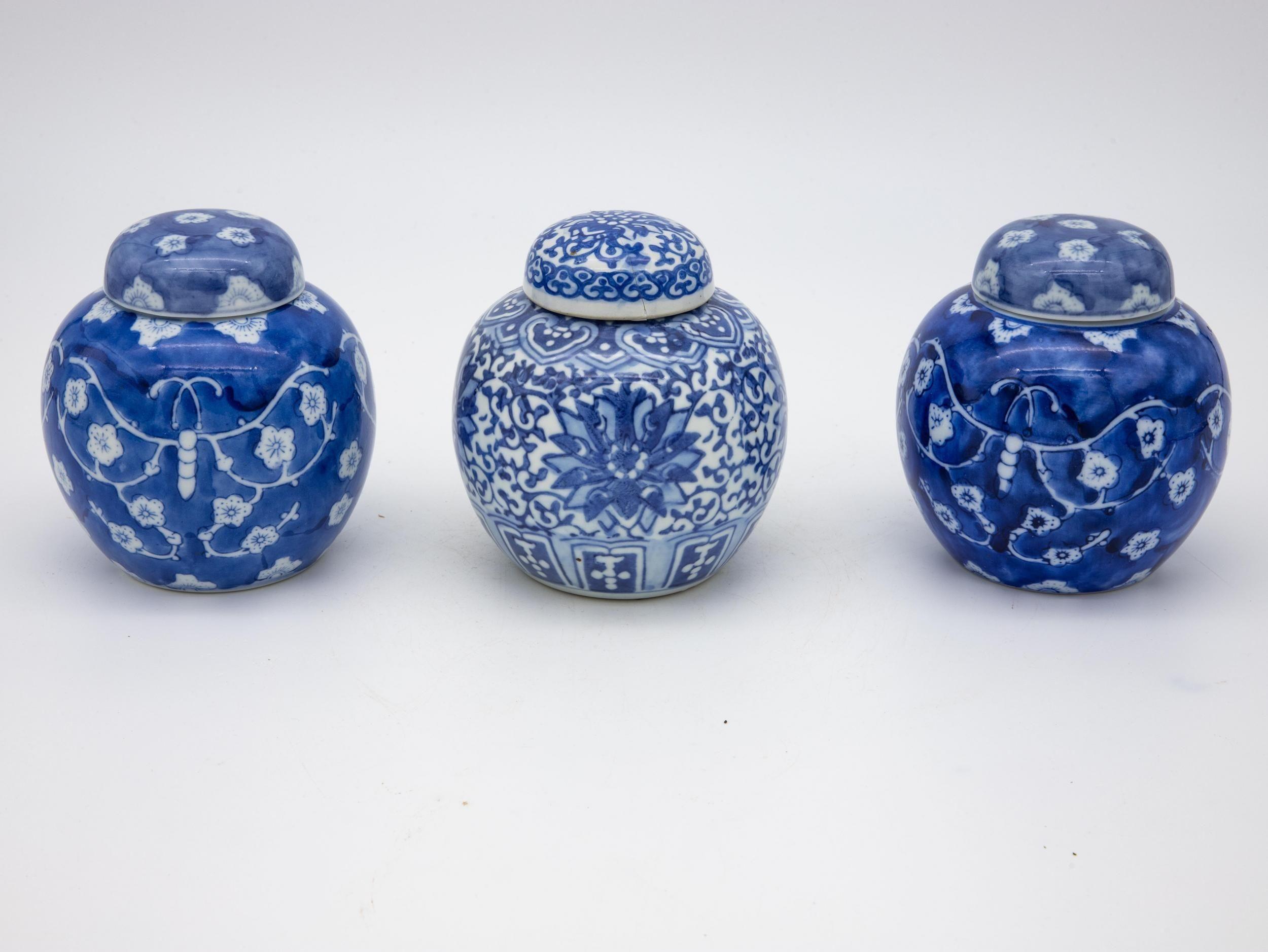 Ceramic Trio of Small Ginger Jars