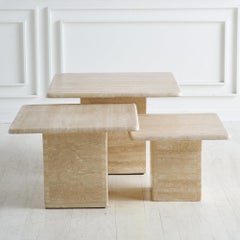 Trio of Square Travertine Tables
