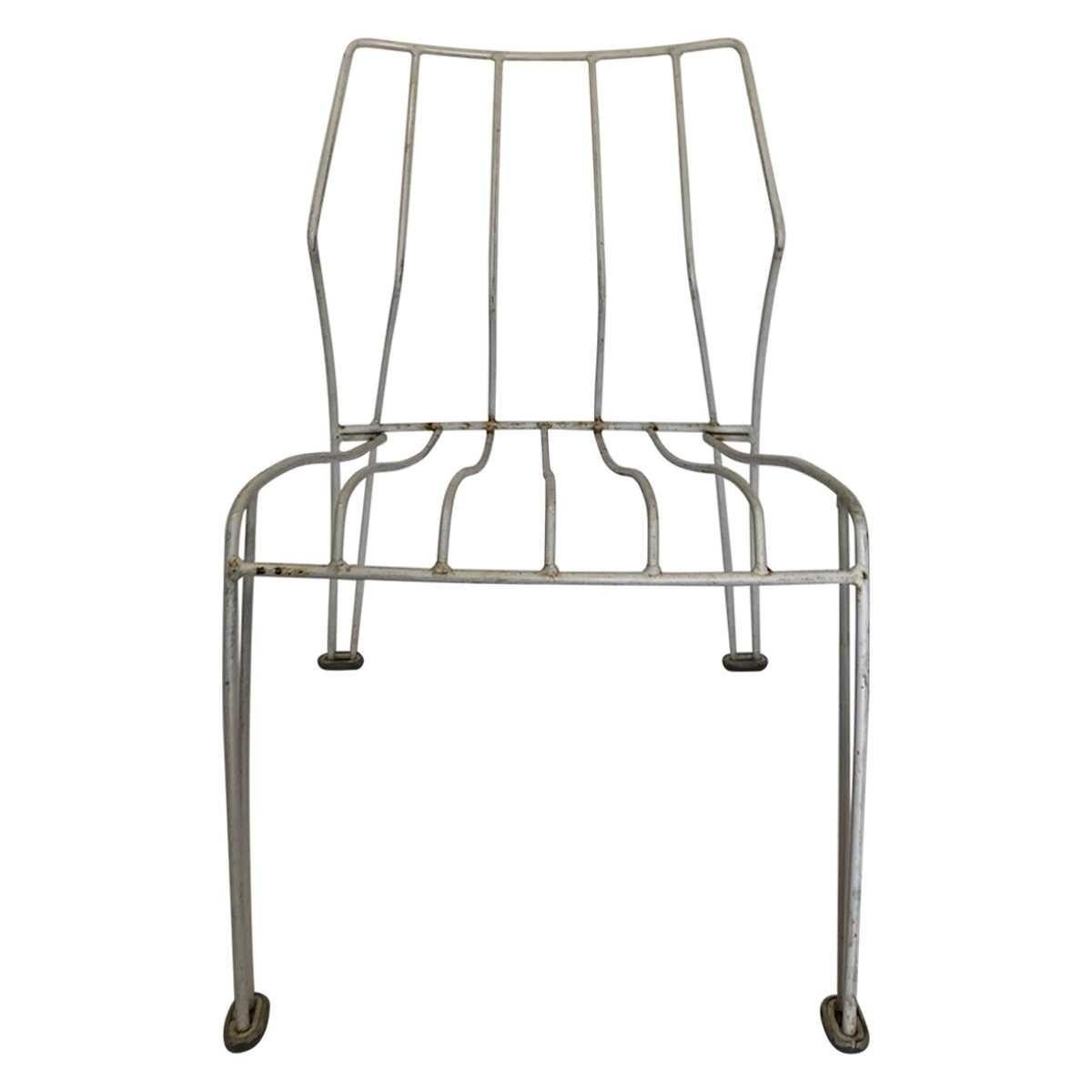 Industrial Trio of Stack-able Steel Garden Chairs, 1970-1979 For Sale