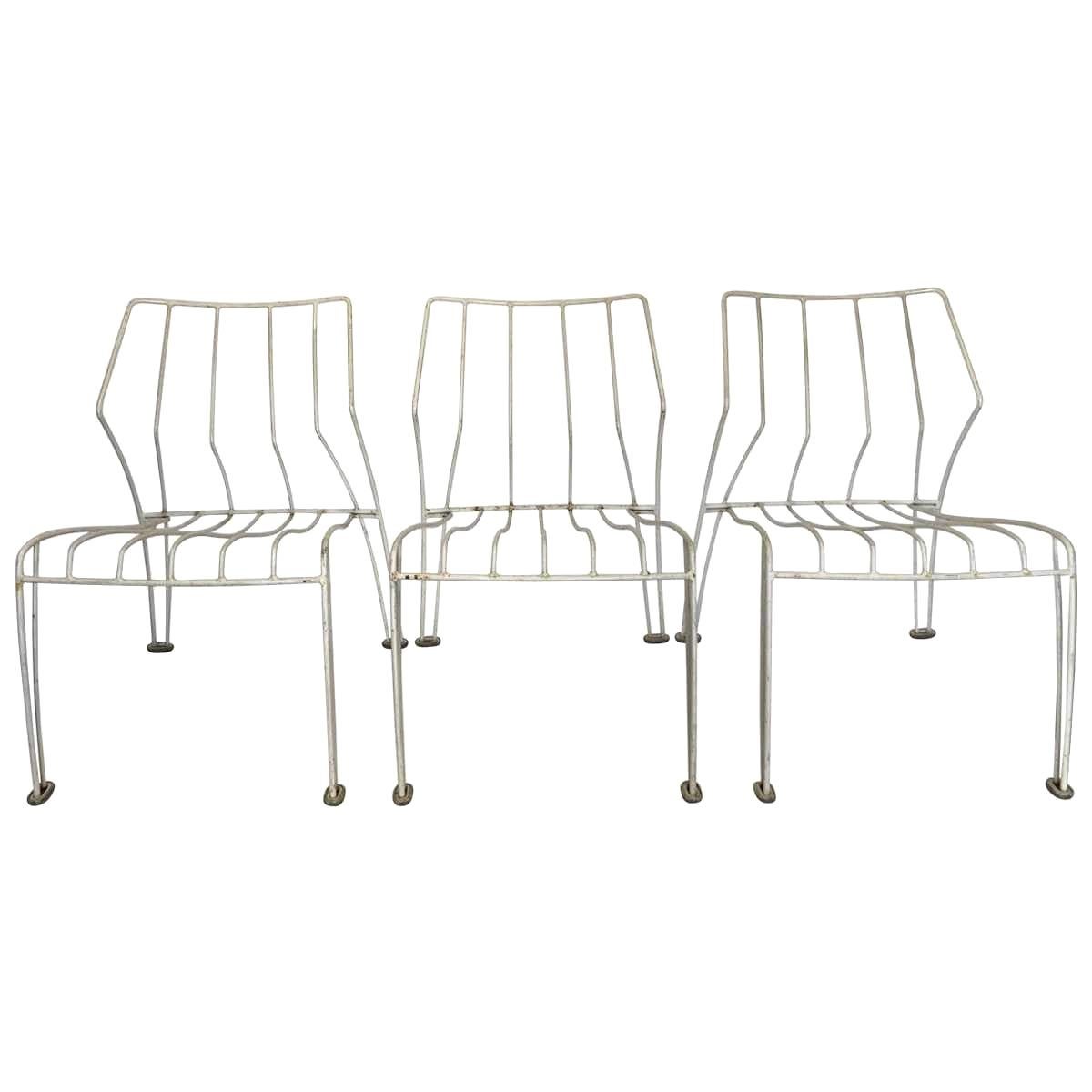 Trio of Stack-able Steel Garden Chairs, 1970-1979 For Sale