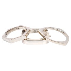 Trio of Sterling Silver Geometric Bangle Bracelets