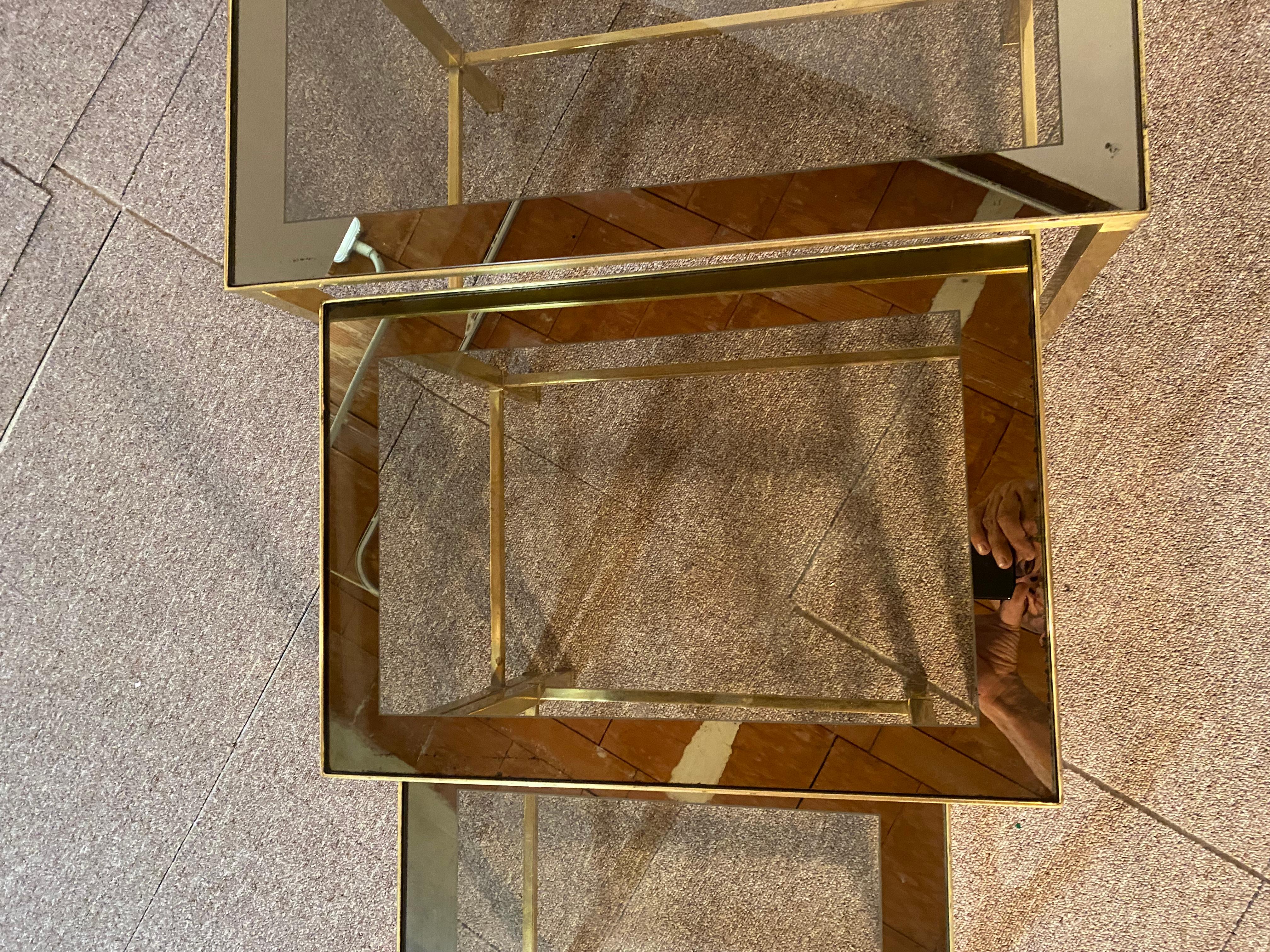 Bronzed Trio of Tables, 1970, Italy For Sale