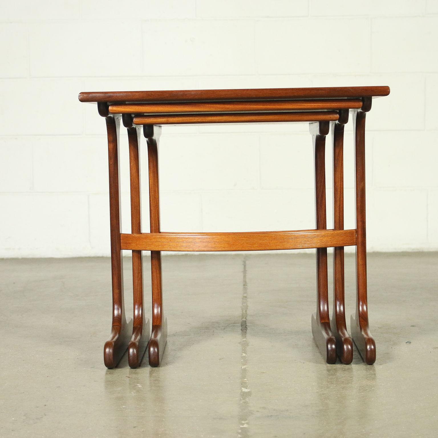 Trio of Tables Solid Wood Teak Veneer, England, 1960s 1