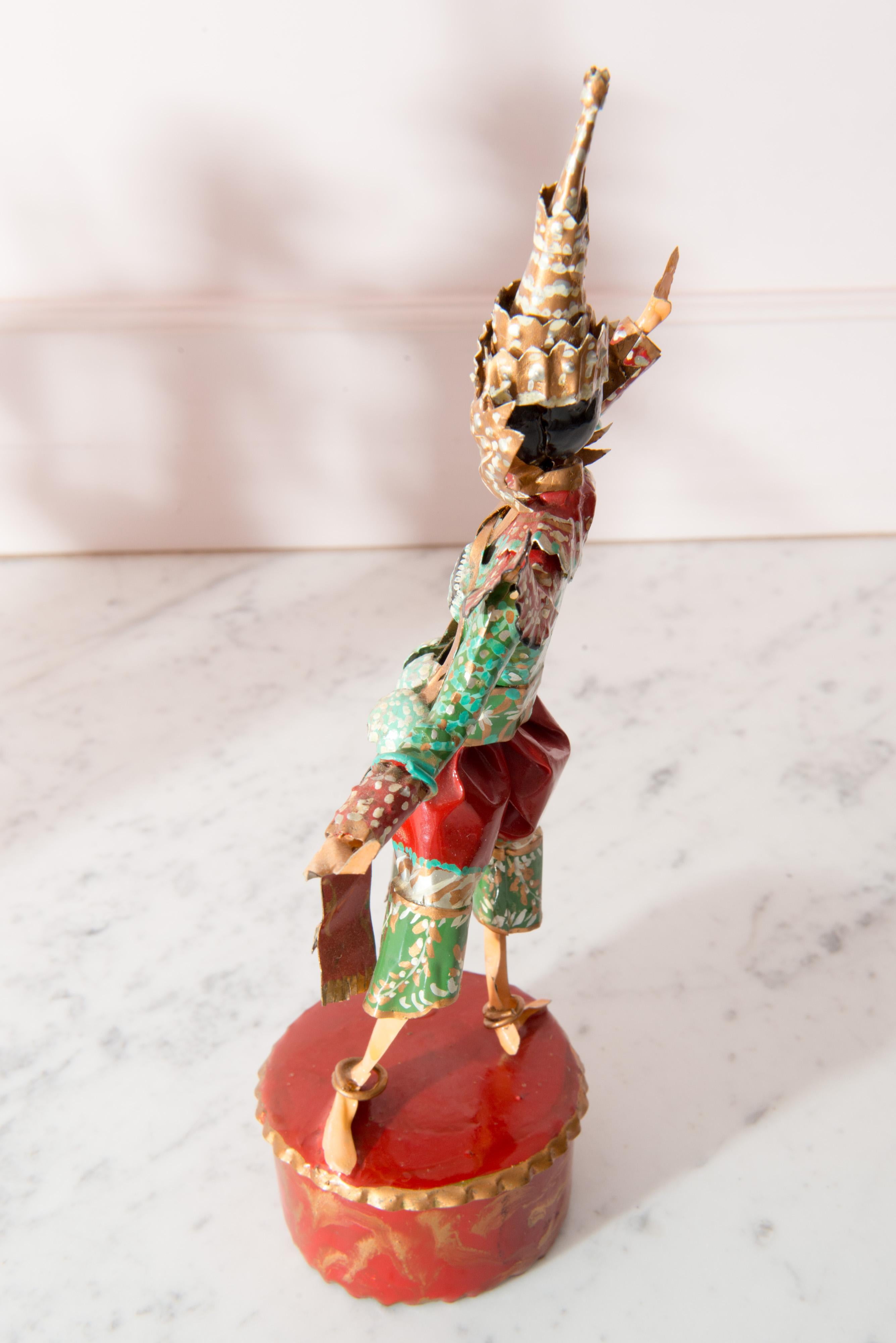 Hand-Painted Trio of Thailand Dance Costumed Sculptures by Lee Menichetti For Sale