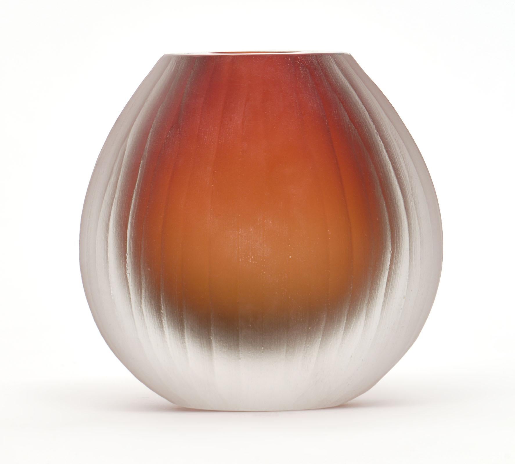Contemporary Trio of Tobia Scarpa Style Murano Frosted Vases